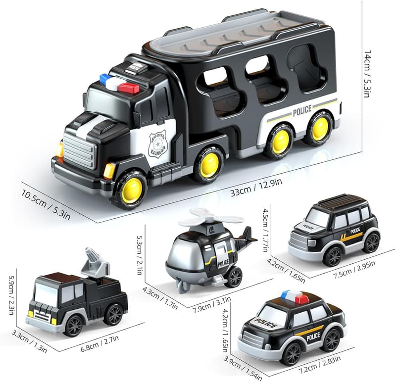 5-in-1 Police Truck Toy with Lights & Sound for Toddlers