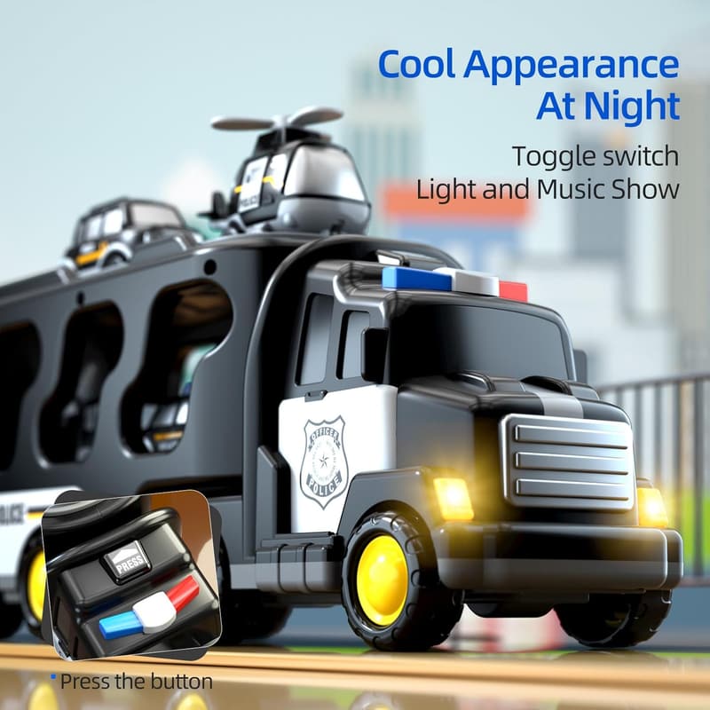 5-in-1 Police Truck Toy with Lights & Sound for Toddlers