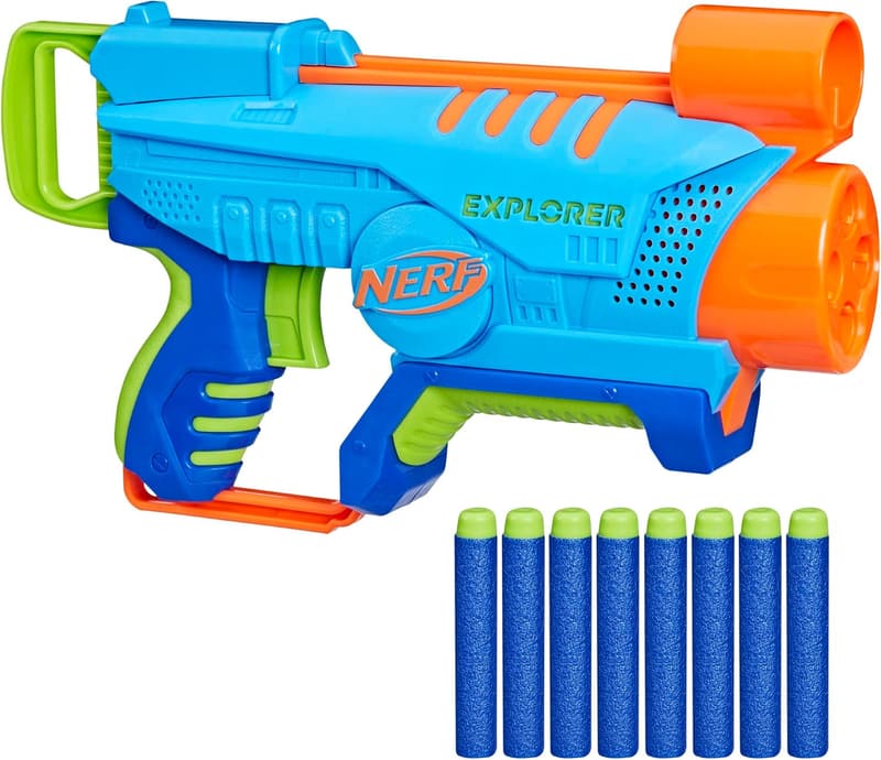 NERF Elite Junior Explorer Foam Blaster with 8 Darts for Kids