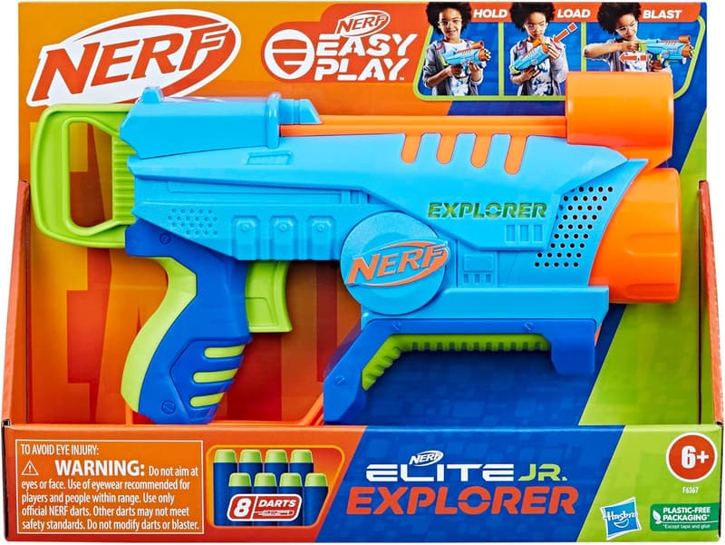 NERF Elite Junior Explorer Foam Blaster with 8 Darts for Kids