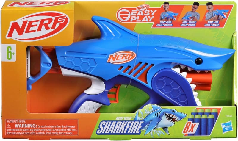 NERF Junior Wild Sharkfire Dart Blaster with 8 Darts for Kids