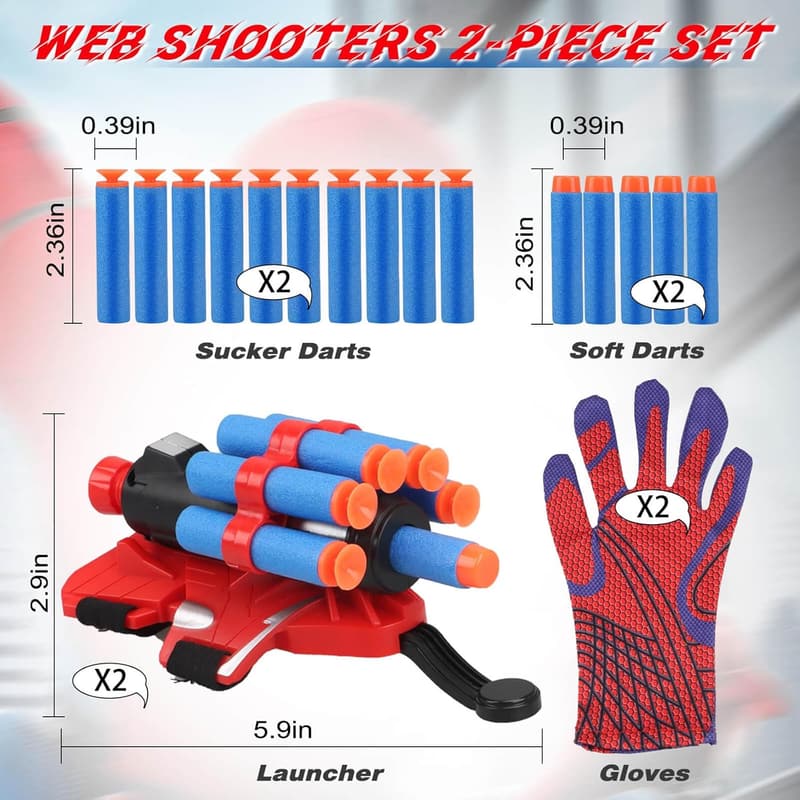 Web Shooter Toy Set for Kids - Spider Glove Launcher, 3-8 Years