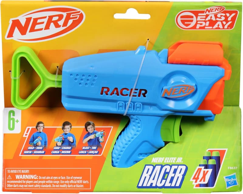 NERF Elite Junior Racer Dart Blaster with 4 Darts, Ages 6+