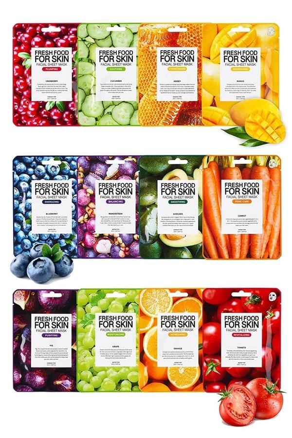 Organic Face Mask Set - 12 pcs, Hydrating & Cruelty-Free
