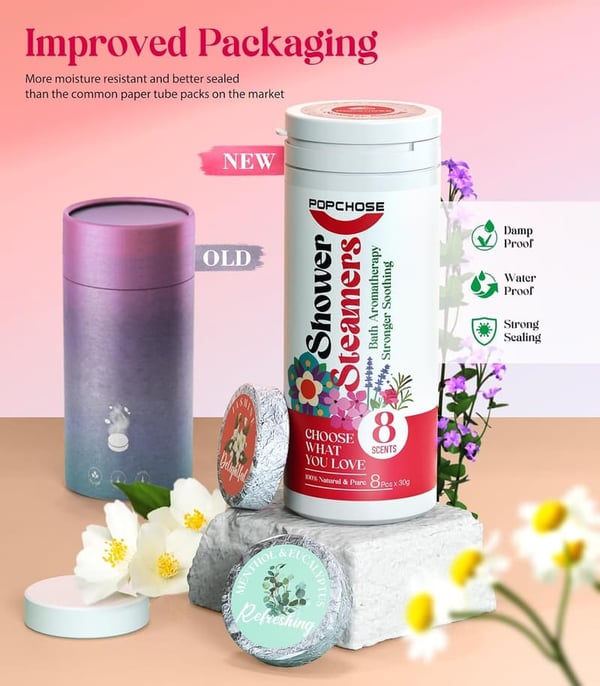 Aromatherapy Shower Steamers Gift Set for Women - 8 Scents