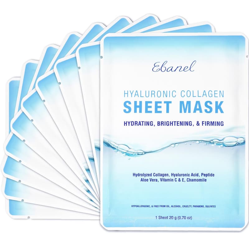 Hydrating Collagen Face Masks with Hyaluronic Acid - 10 Pack