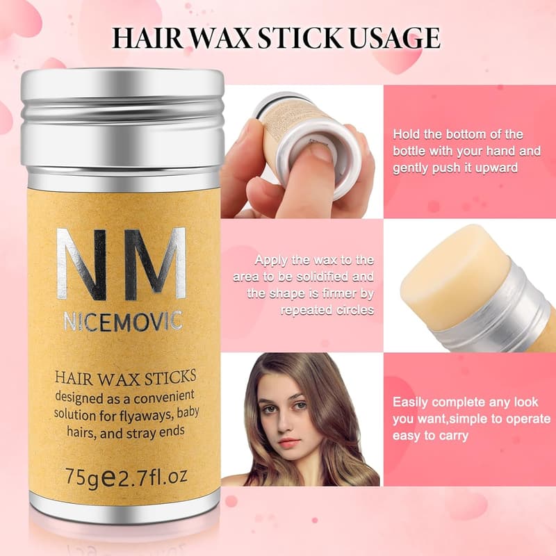 Christmas Hair Brush Wax Stick Set for Flyaways - Hair Accessories