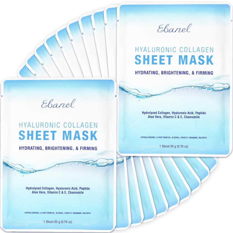 20 Pack Collagen Face Masks for Hydration and Brightening