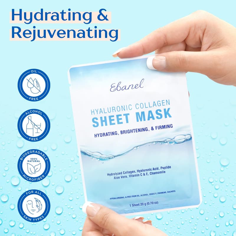 20 Pack Collagen Face Masks for Hydration and Brightening