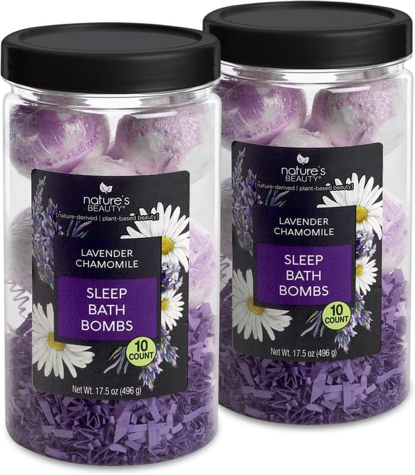 Lavender Chamomile Bath Bomb Gift Set with Coconut Oil | 10 ct