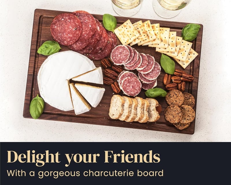 Reversible Walnut Wood Cutting Board with Juice Grooves