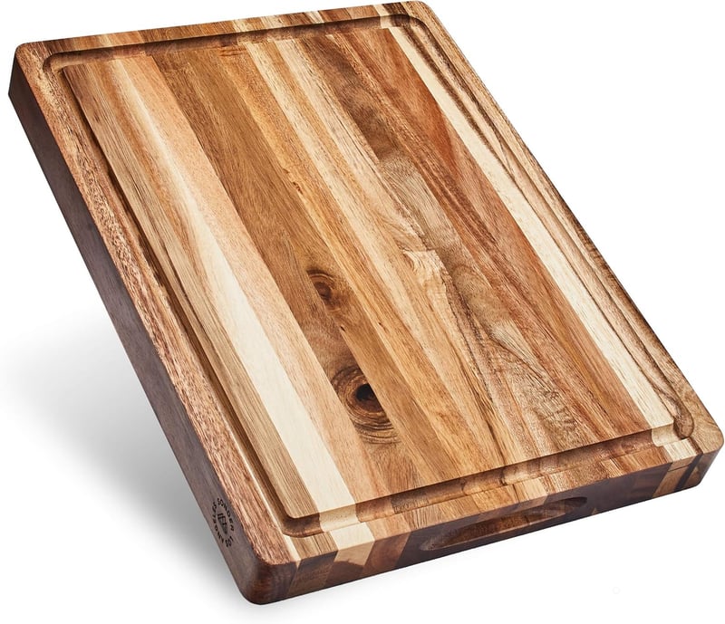 Sustainable Acacia Wood Cutting Board with Juice Groove & Compartment