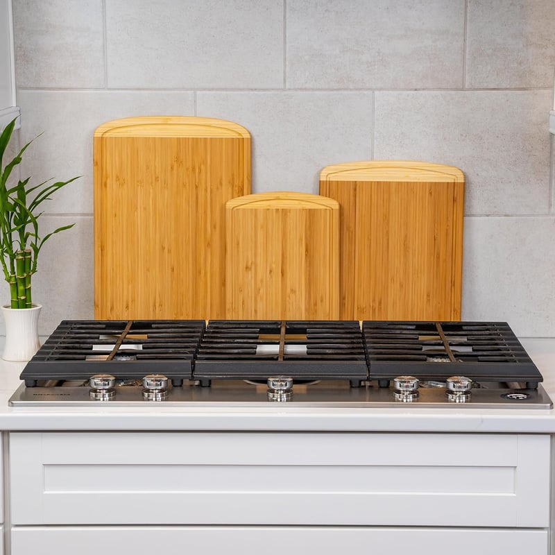 Organic Bamboo Cutting Board Set of 3 - Kitchen Essentials