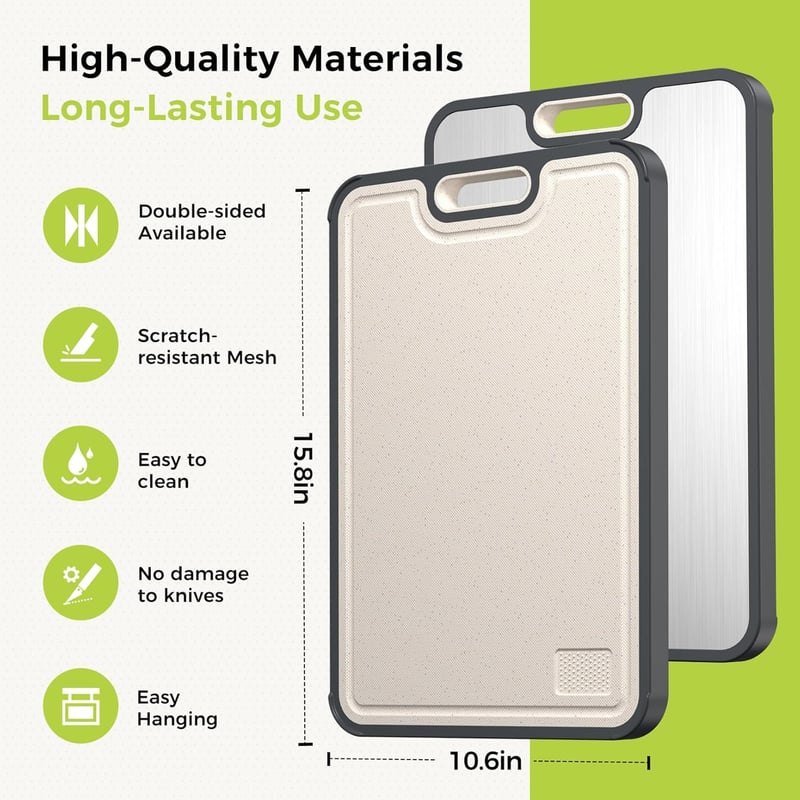 Double-Sided Titanium Cutting Board, Dishwasher Safe, 16”×11”
