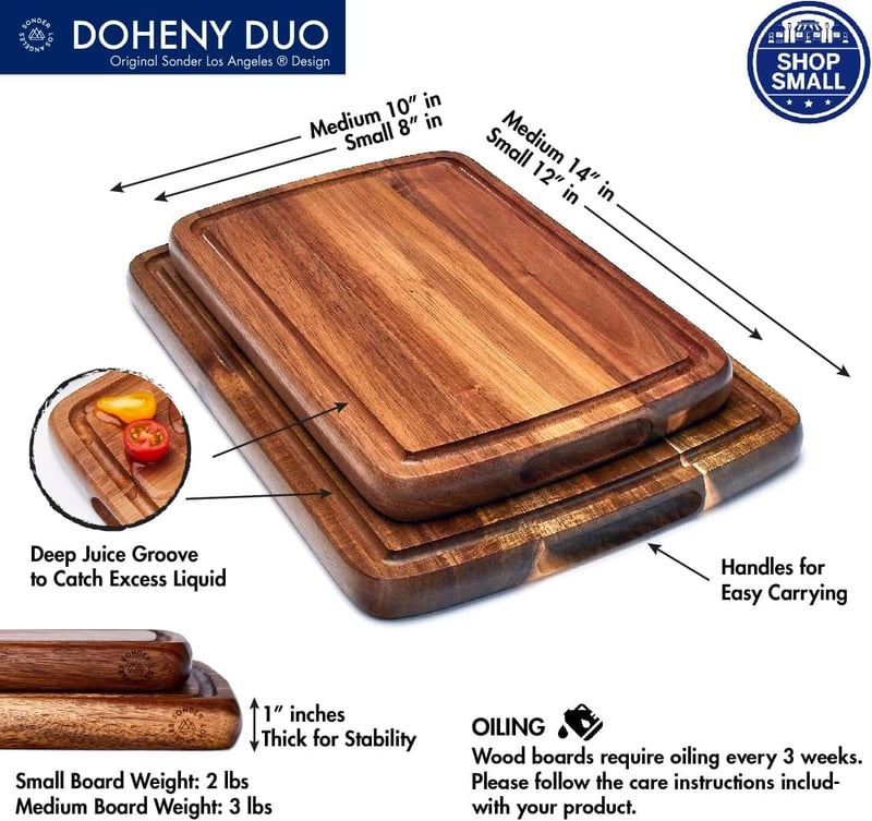 Sonder Acacia Wood Cutting Boards Gift Set with Juice Groove