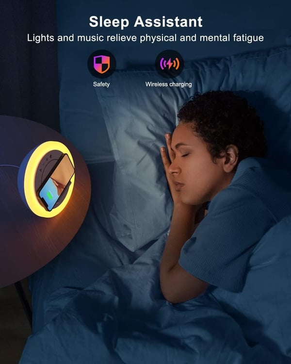 Wireless Charging Bluetooth Speaker with Lights for Teens