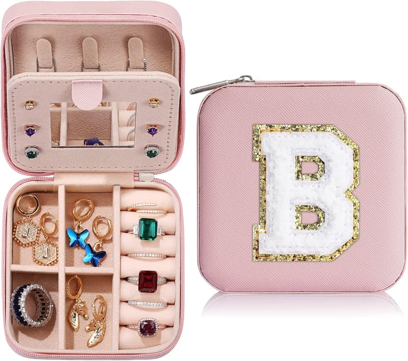 Trendy Travel Jewelry Box for Girls - Pink Birthday Gift