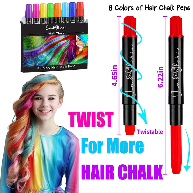 Teen Girl Dustless Hair Chalk Makeup Kit - Washable Color Dyes