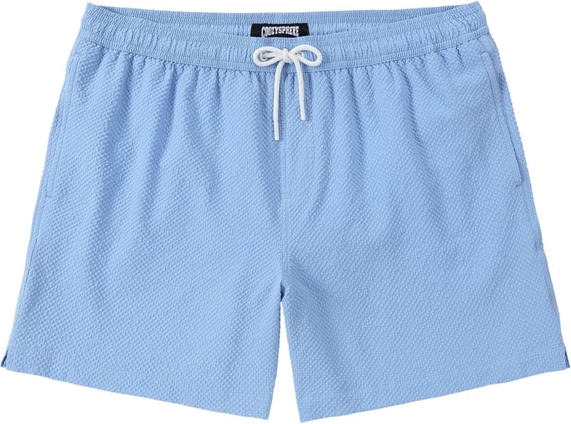 Men's Seersucker Swim Shorts - 5 Inch Beach Trunks
