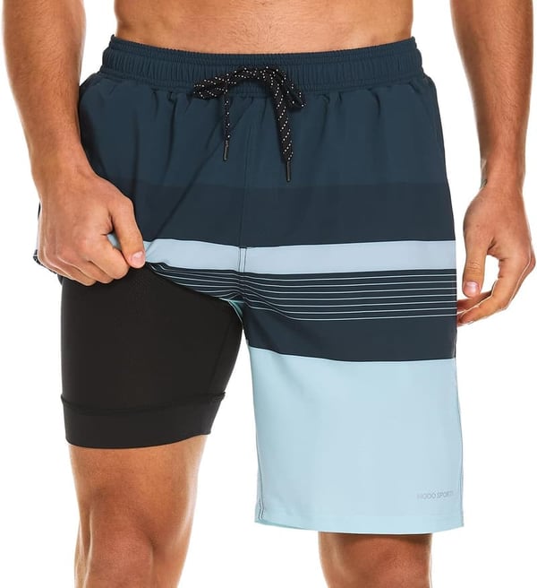 Men's Quick-Dry Swim Trunks with Compression Liner and Pockets