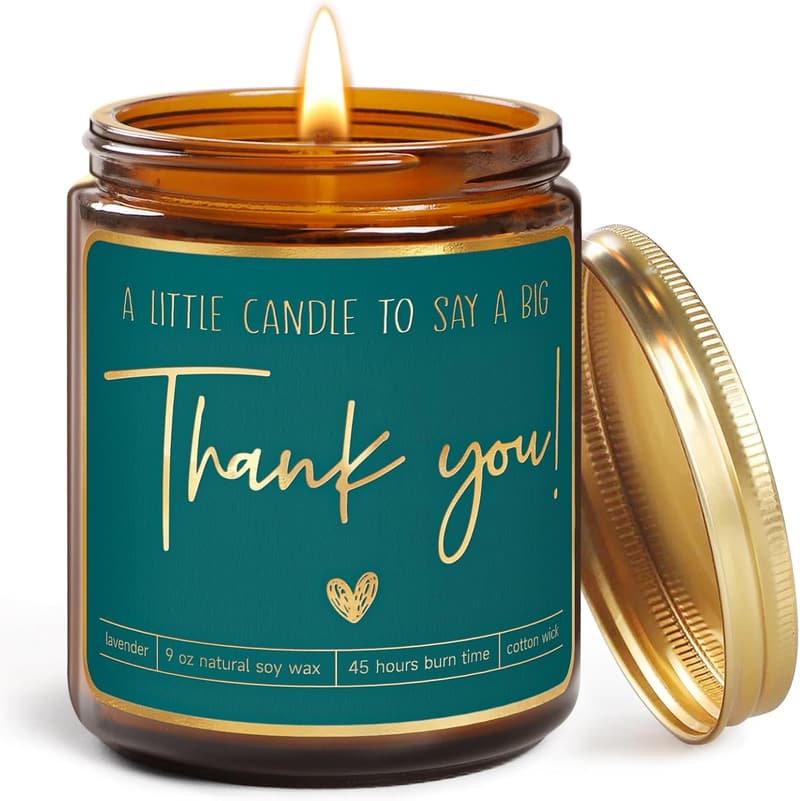 Thank You Candle Gift for Women and Men, Green