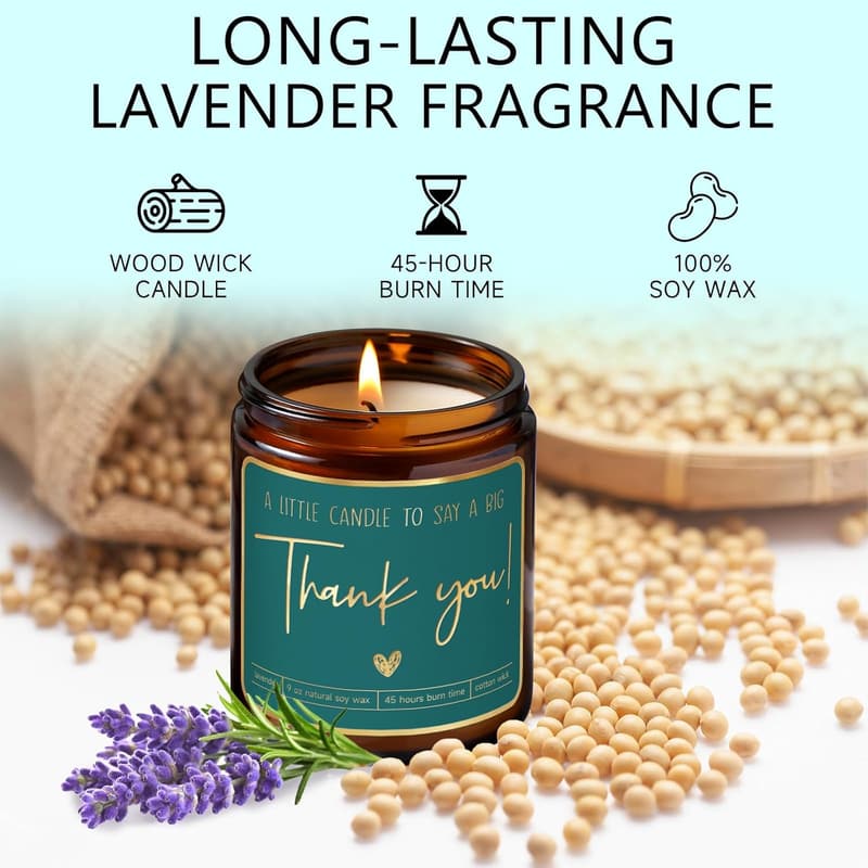 Thank You Candle Gift for Women and Men, Green