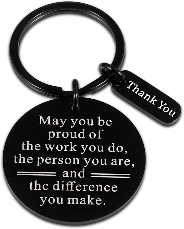 Engraved Stainless Steel Keychain - Thank You Gift for Coworkers