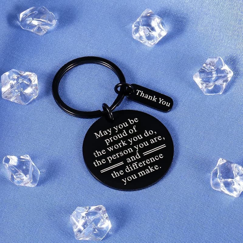 Engraved Stainless Steel Keychain - Thank You Gift for Coworkers