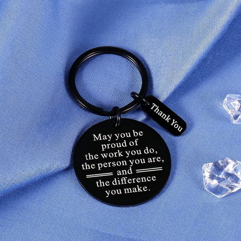 Engraved Stainless Steel Keychain - Thank You Gift for Coworkers