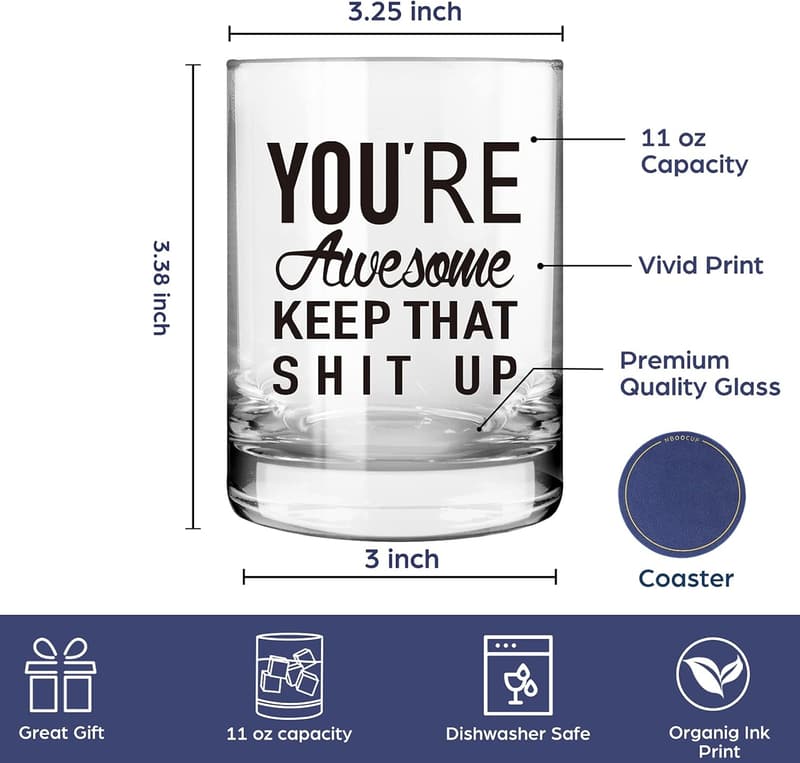Funny Whiskey Glasses for Birthdays - 11 oz Gifts for All