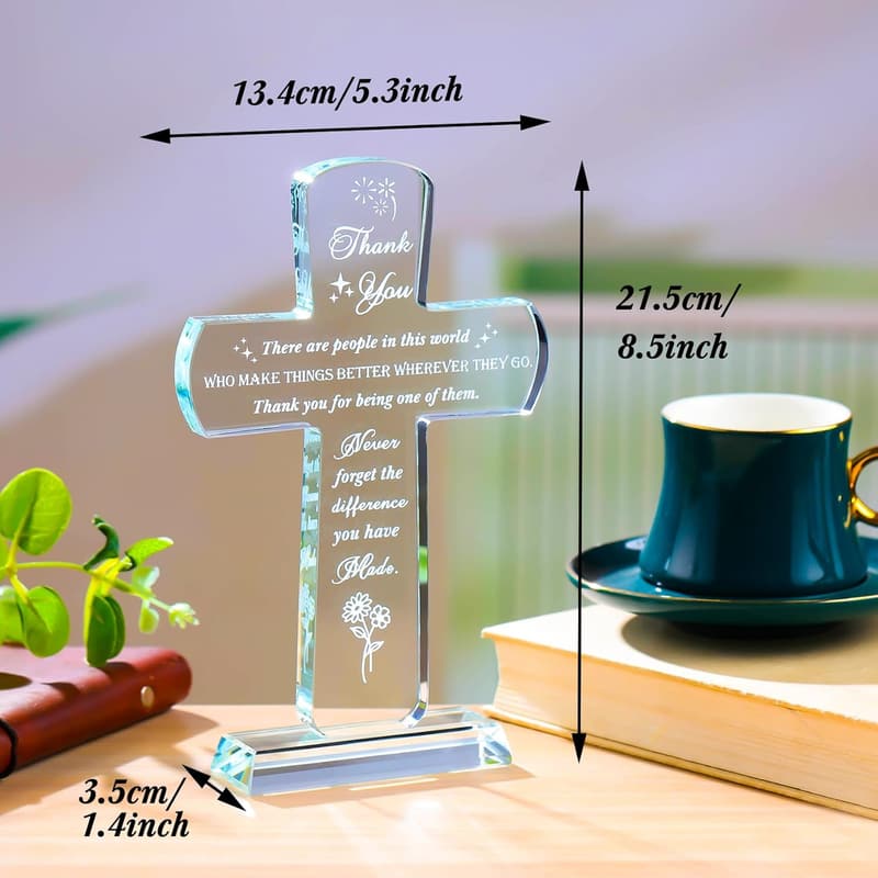 Appreciation Gift - Crystal Cross-Shaped Plaque for Women & Men