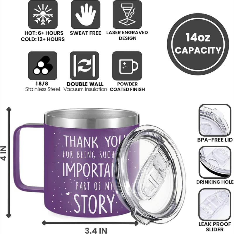 Thank You Gift - 14oz Insulated Coffee Tumbler for Women
