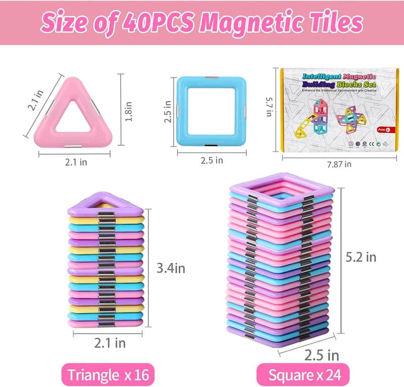 STEM Magnetic Building Blocks Set for Toddlers Age 3-6