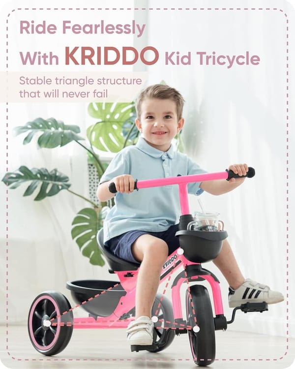 Pink Toddler Trike for Girls Ages 2-5 - Gift-Ready