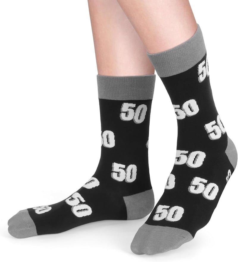 40th-60th Birthday Funny Black Cotton Socks for Men