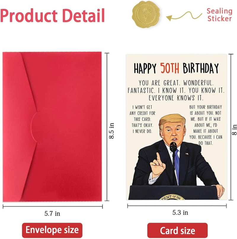 Funny 50th Birthday Card for Him or Her - Trump Theme