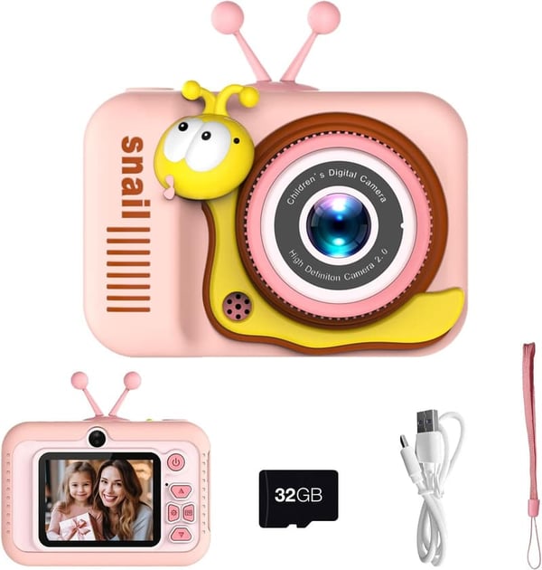 Kids Digital Camera with Dual Lens, 48MP - Pink Birthday Gift