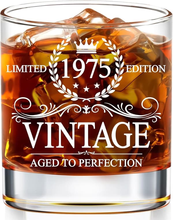 50th Birthday Vintage Whiskey Glass for Men