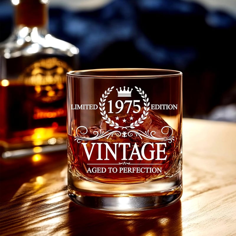 50th Birthday Vintage Whiskey Glass for Men