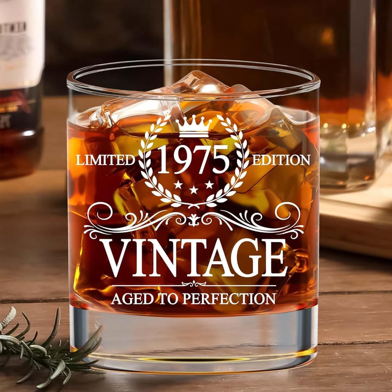 50th Birthday Vintage Whiskey Glass for Men