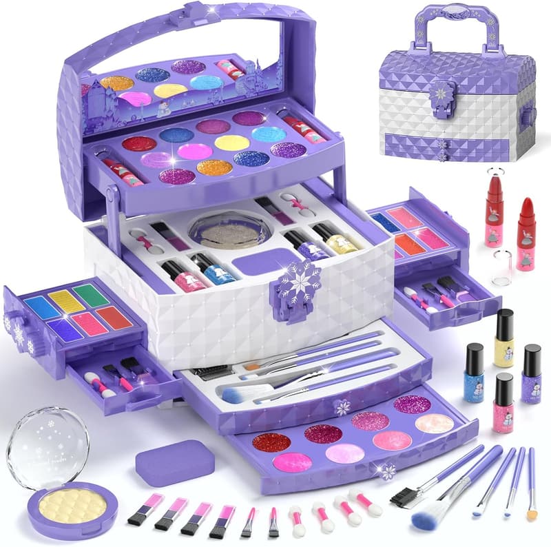 Girls' Frozen Princess Makeup Set - 56 Pcs Washable Cosmetics