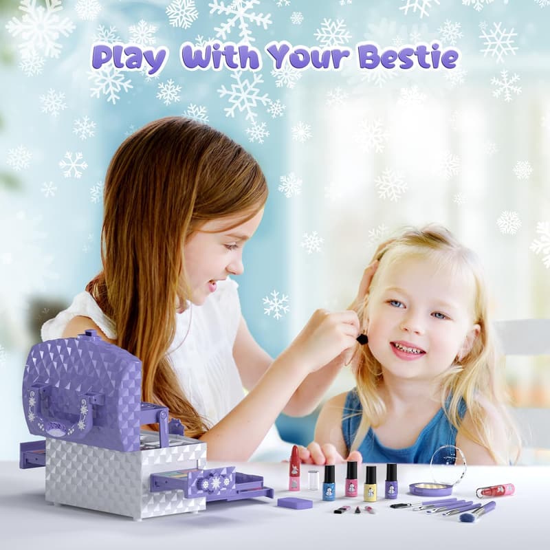 Girls' Frozen Princess Makeup Set - 56 Pcs Washable Cosmetics