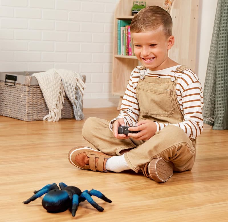 Remote Control Spider Toy for Kids – LED Eyes, 360 Spin, Blue