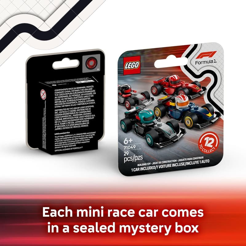LEGO 6-Pack F1 Model Cars - Surprise Gift for Kids 6+