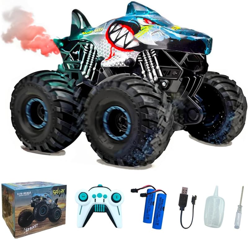 RC Shark Monster Truck Toy with Lights & Sounds - Blue