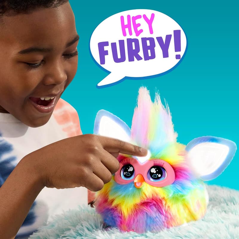 Interactive Tie-Dye Furby Plush Toy with 15 Fashion Accessories