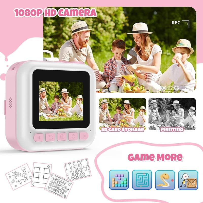 Kids Instant Print Camera - Christmas Gift for Girls Age 3-10