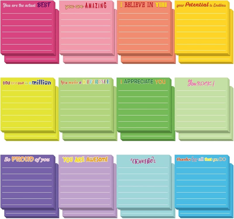 Employee Appreciation Sticky Notes - 24 Pcs Motivational Pads