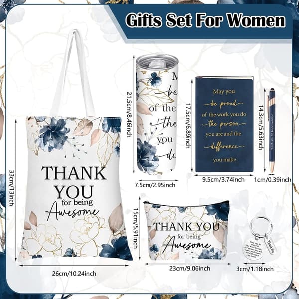 Employee Appreciation Gift Set for Women - 6 Pcs Floral Thank You