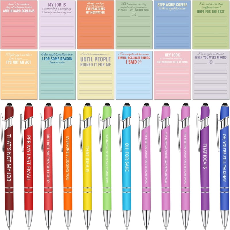 Sarcastic Notepads & Pens Set for Office Appreciation Gift